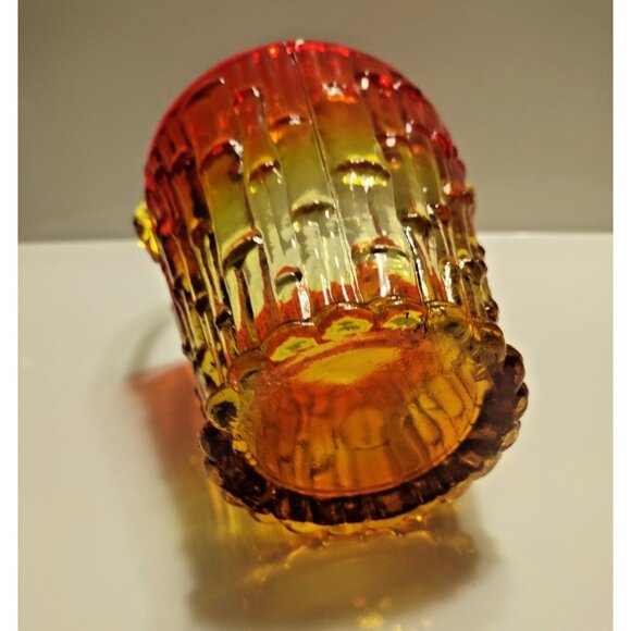 Vintage Italian Amberina Ruffled Edge Glass Basket with handle | MCM Home Decor - Picture 6 of 8